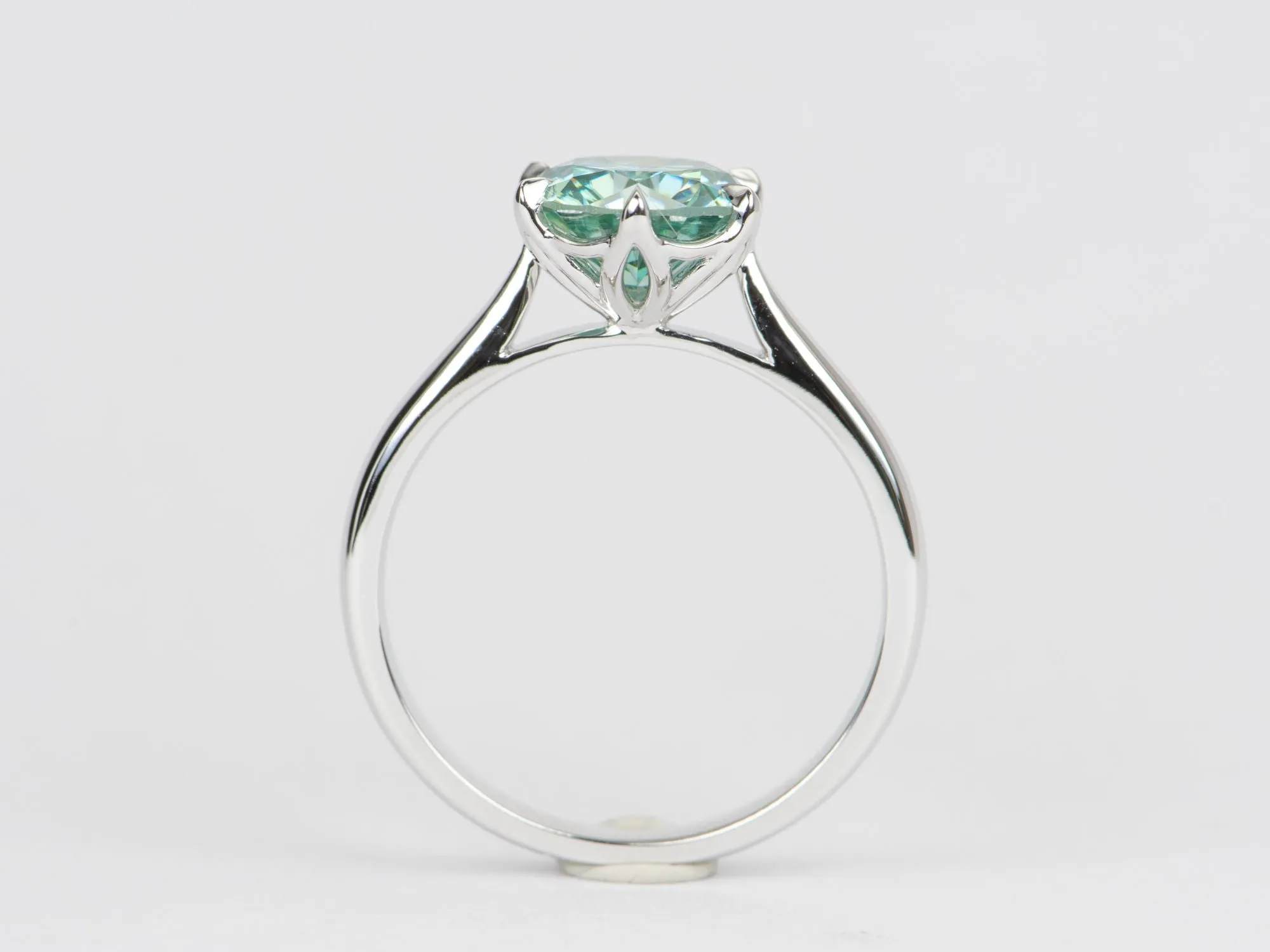 1.93ct Green Moissanite Classic 6-Prong Engagement Ring 14K White Gold R6398