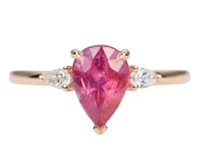 1.96ct Mahenge Spinel Pear Shape Diamond Sides Engagement Ring 14K Rose Gold AD1895-1