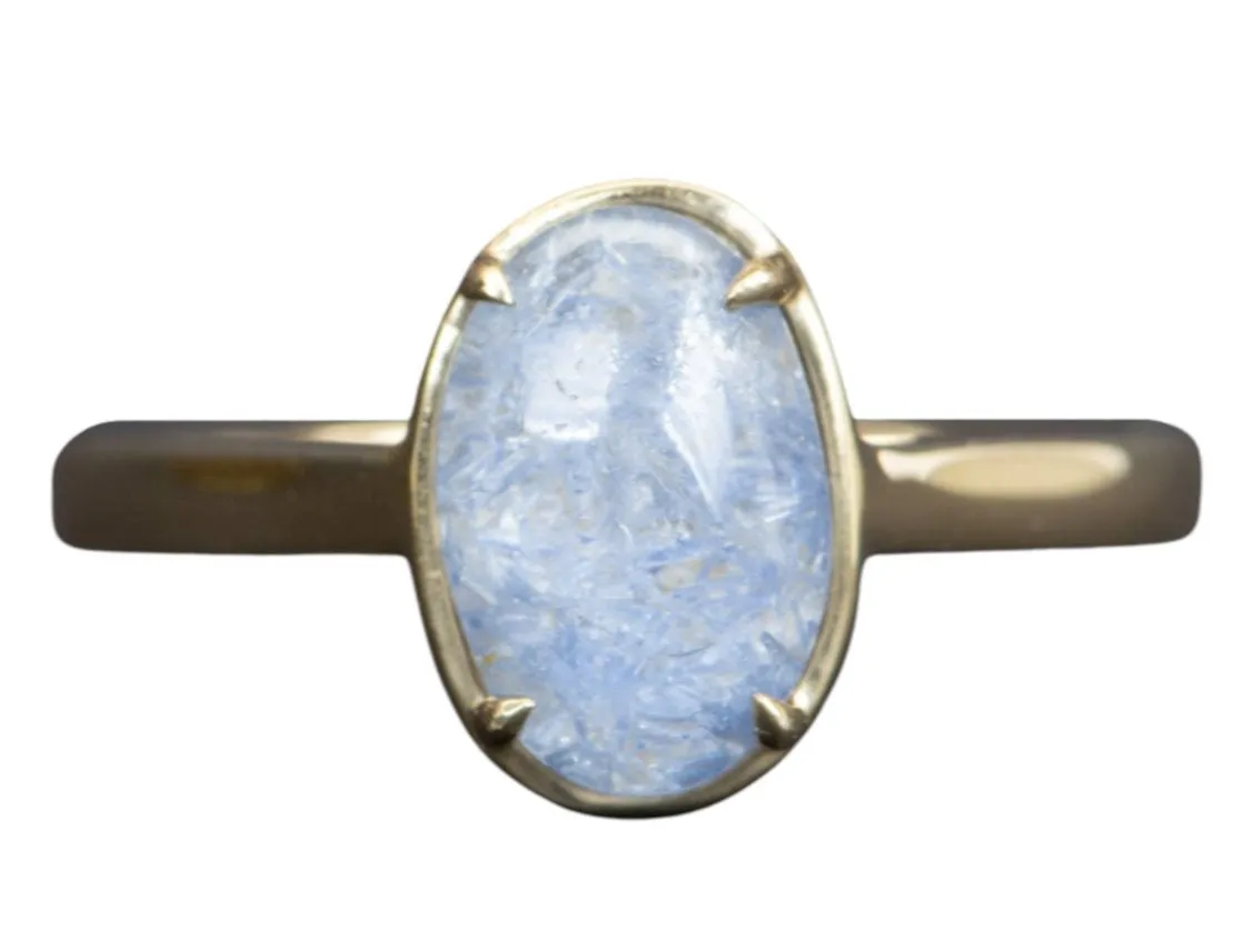 1.96ct Oval Blue Dumortierite Quartz 9K Gold Ring R6358-2