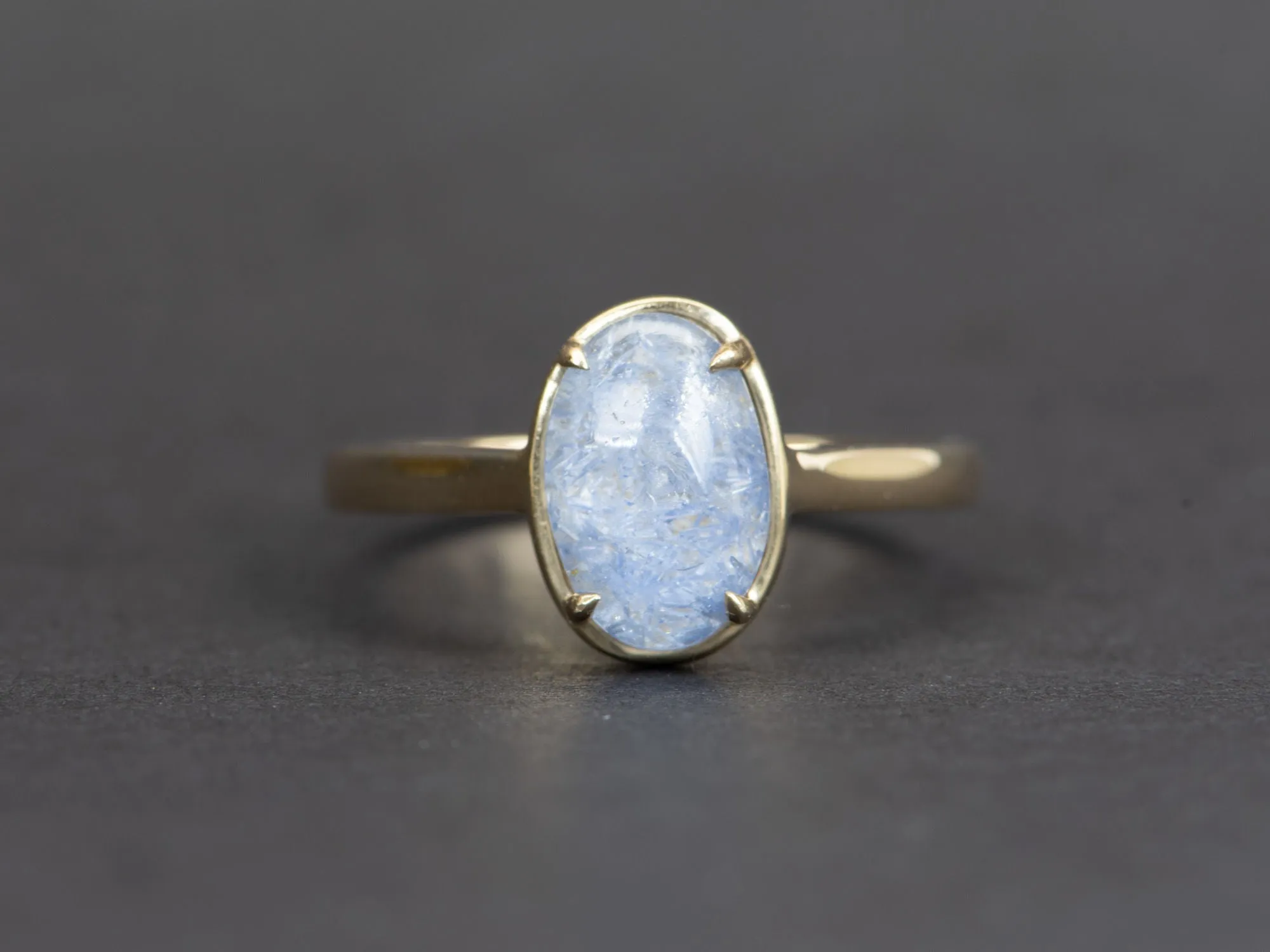 1.96ct Oval Blue Dumortierite Quartz 9K Gold Ring R6358-2