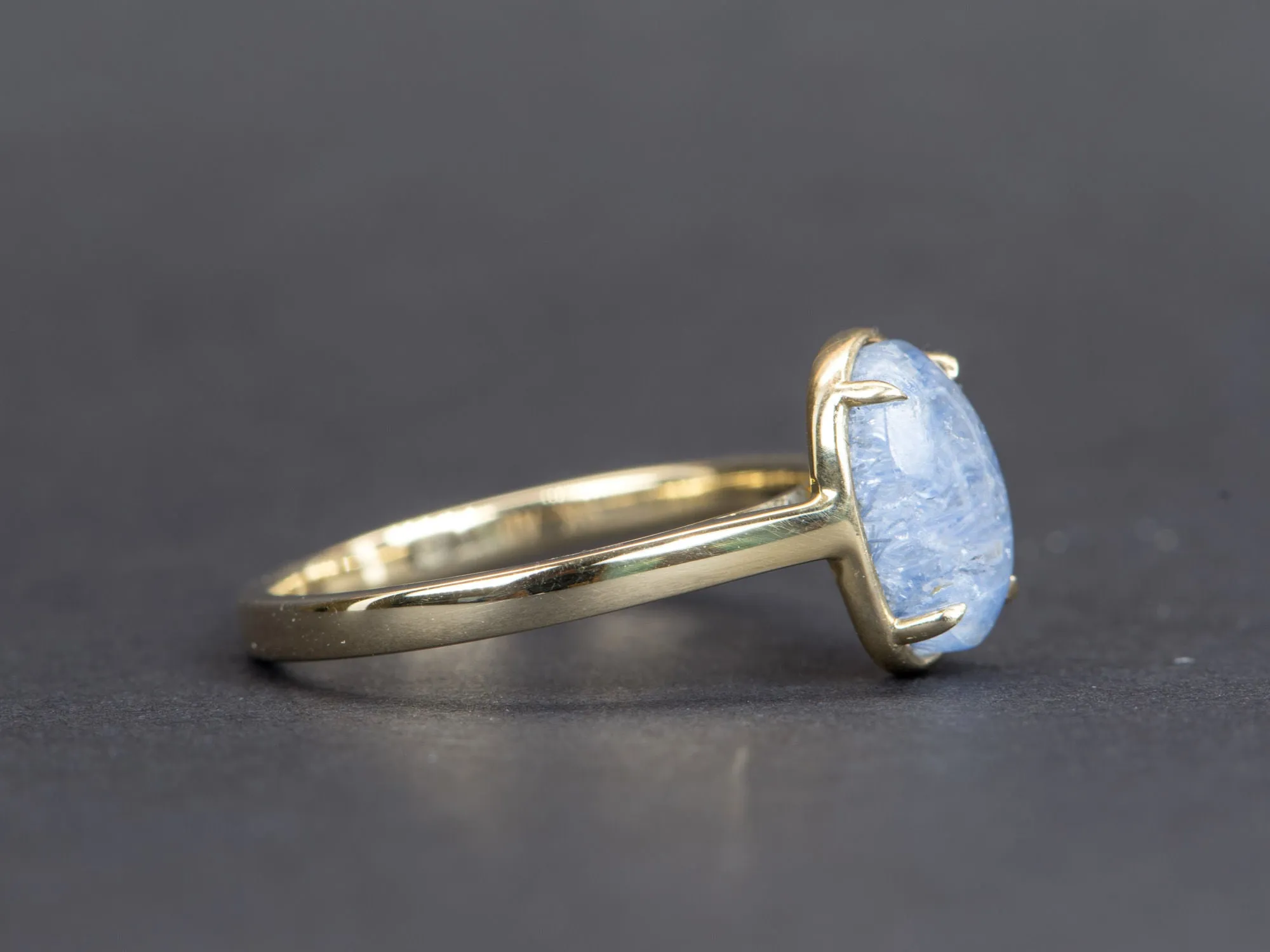 1.96ct Oval Blue Dumortierite Quartz 9K Gold Ring R6358-2