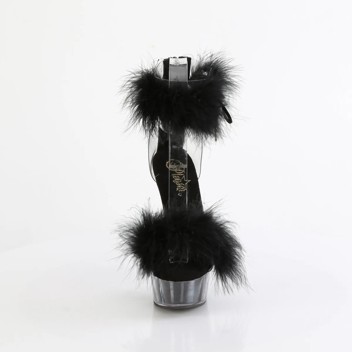 6 Inch Heel DELIGHT-624F Clear Black Fur