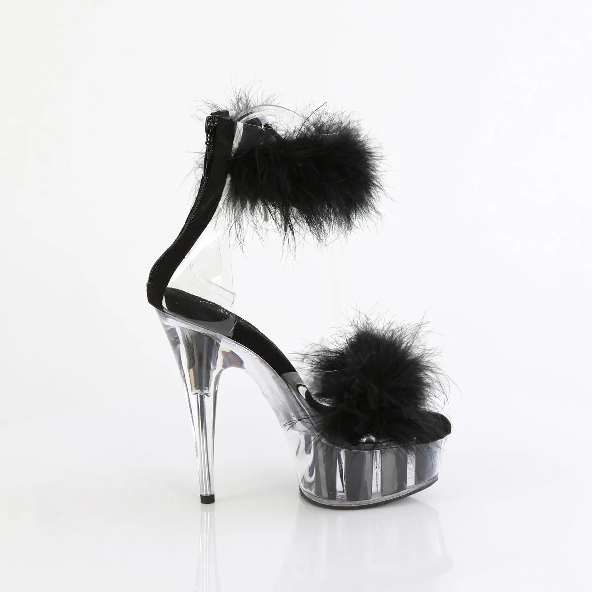 6 Inch Heel DELIGHT-624F Clear Black Fur