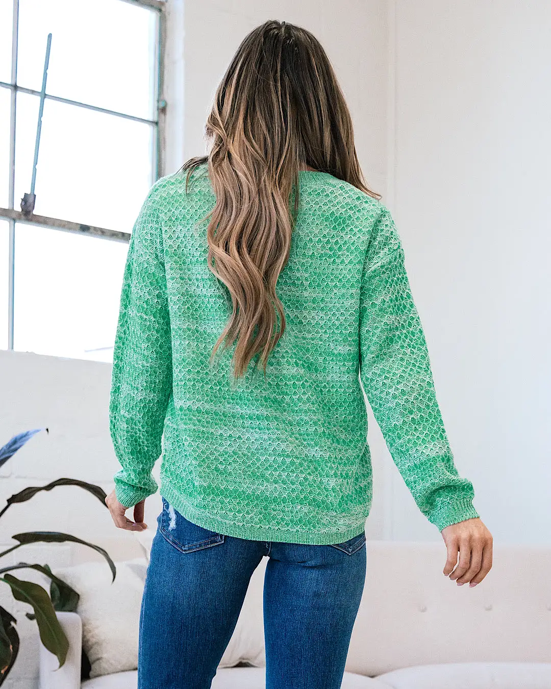 Abigail Textured Sweater - Heather Green