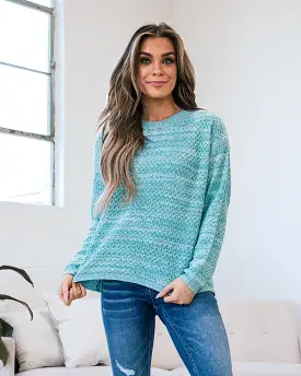 Abigail Textured Sweater - Heather Mint