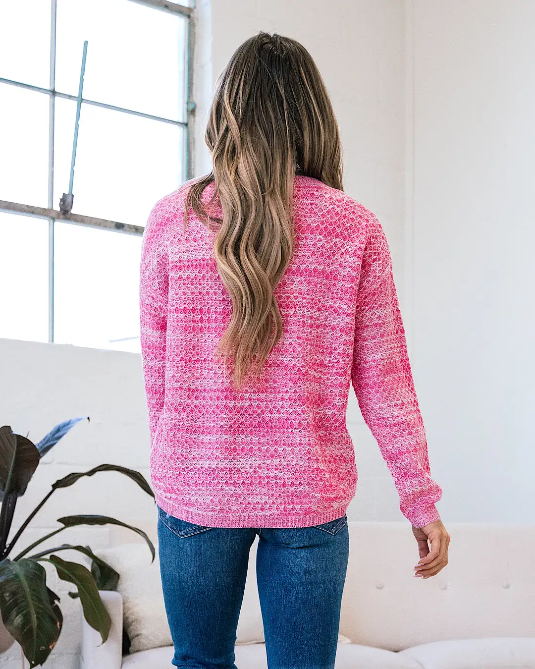 Abigail Textured Sweater - Heather Pink