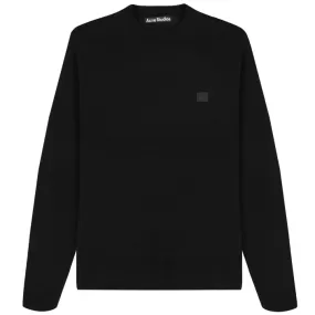 Acne Studios Tonal Face Patch Logo Crewneck Sweater Black