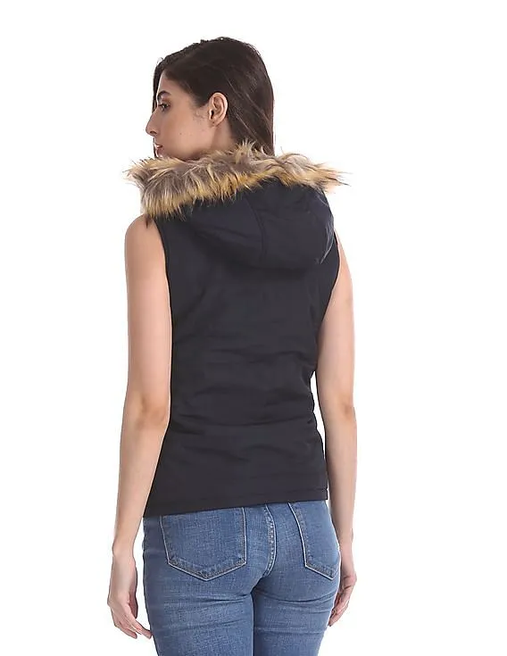 Aeropostale Blue Detachable Hood Gilet Jacket