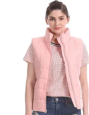 Aeropostale Pink Solid Gilet Jacket