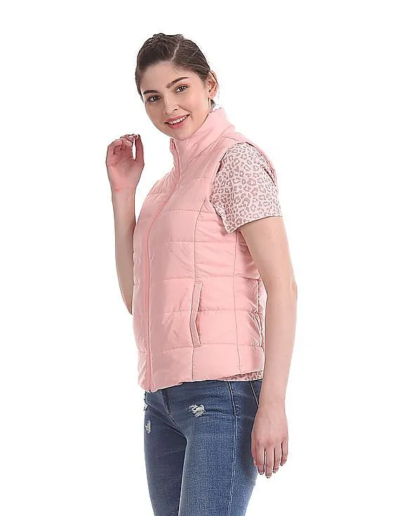 Aeropostale Pink Solid Gilet Jacket