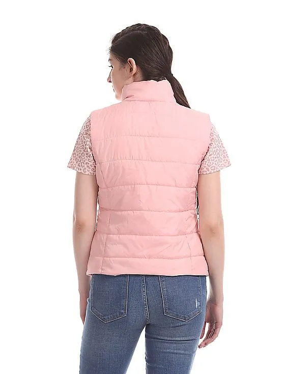 Aeropostale Pink Solid Gilet Jacket