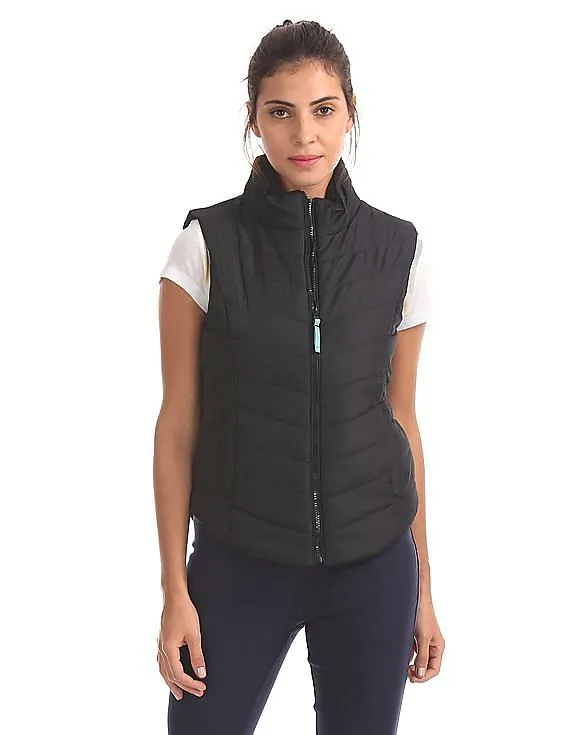 Aeropostale Solid Zip Up Gilet Jacket