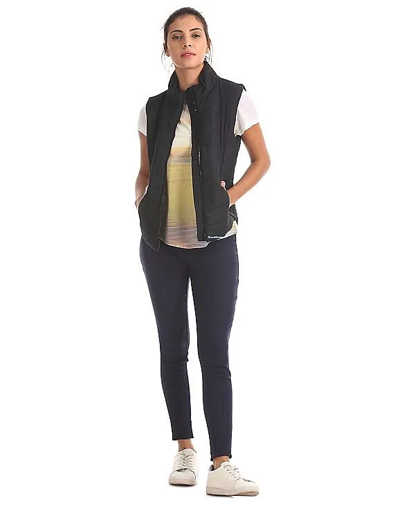 Aeropostale Solid Zip Up Gilet Jacket