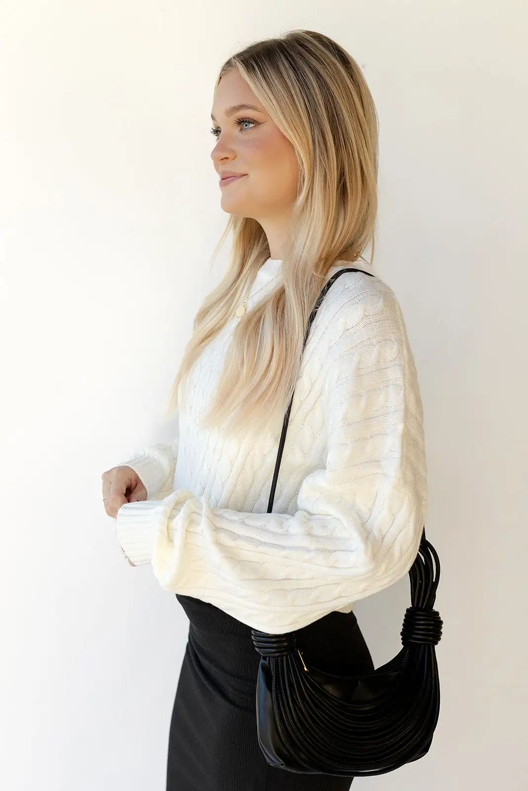 andrea cableknit crop sweater