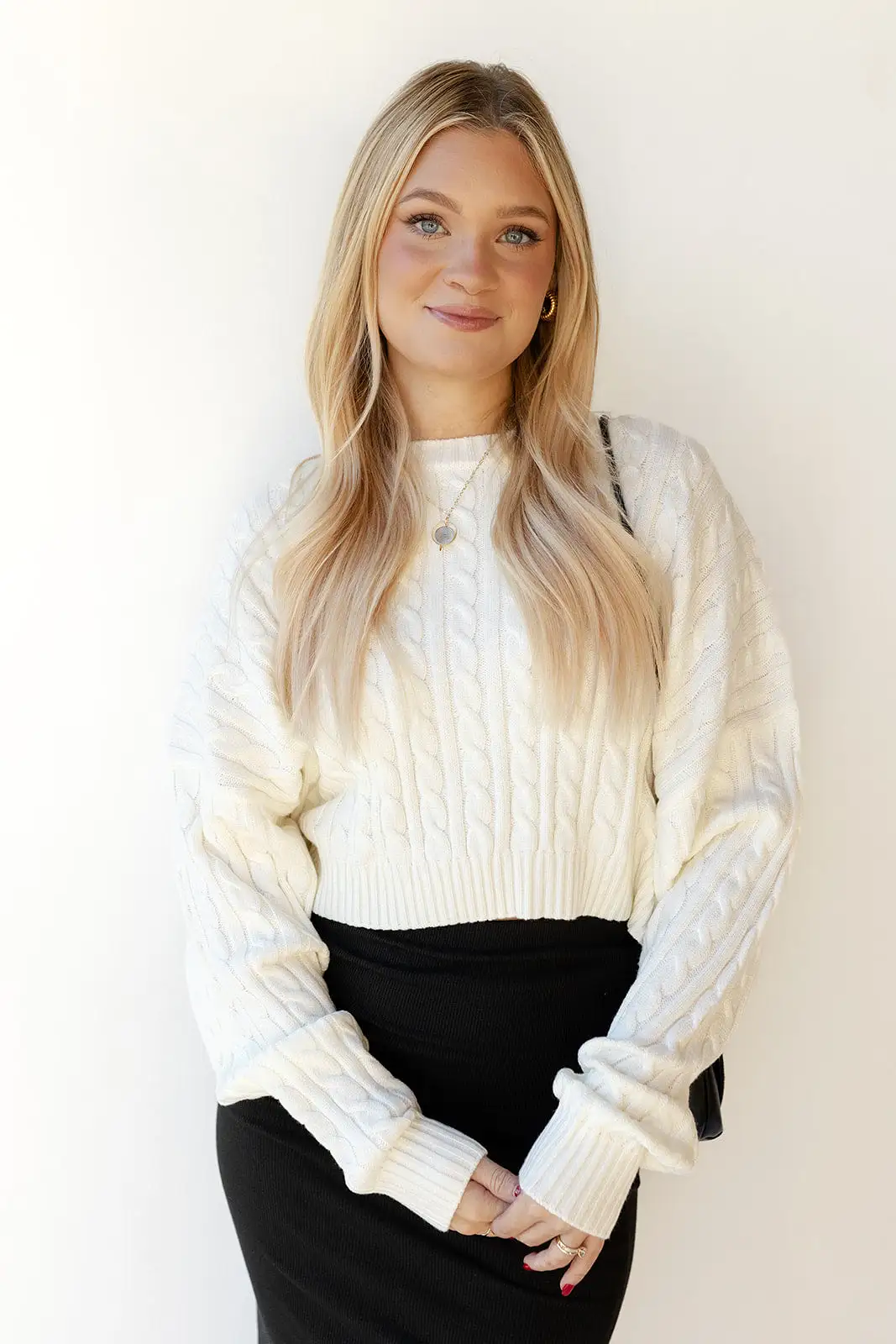 andrea cableknit crop sweater