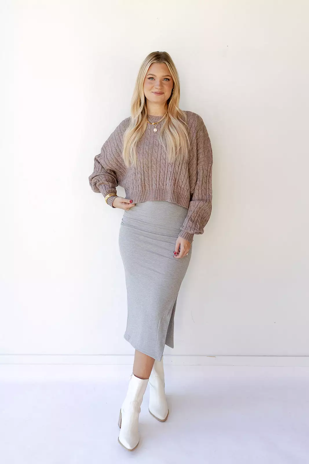 andrea cableknit crop sweater