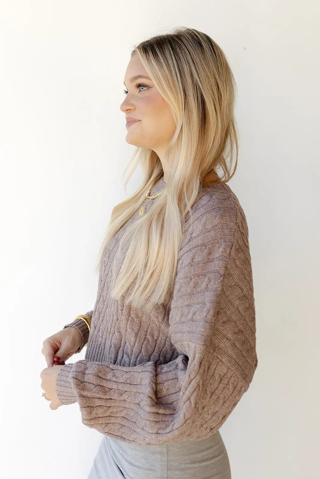 andrea cableknit crop sweater