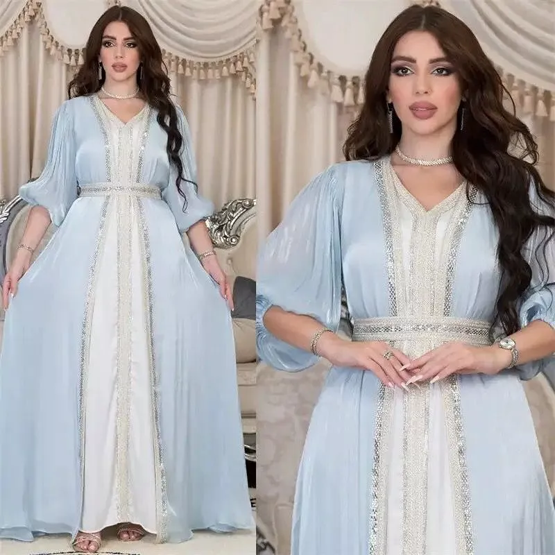 Arabic kaftan dress for women, overcoat and belt S4799071