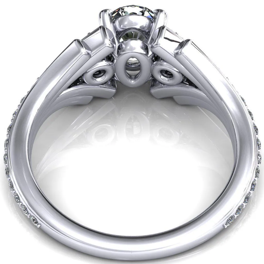 Arietis Oval Lab Grown Diamond Center Stone 4 Prong 3/4 Bead Split Shank Diamond Accent Ring