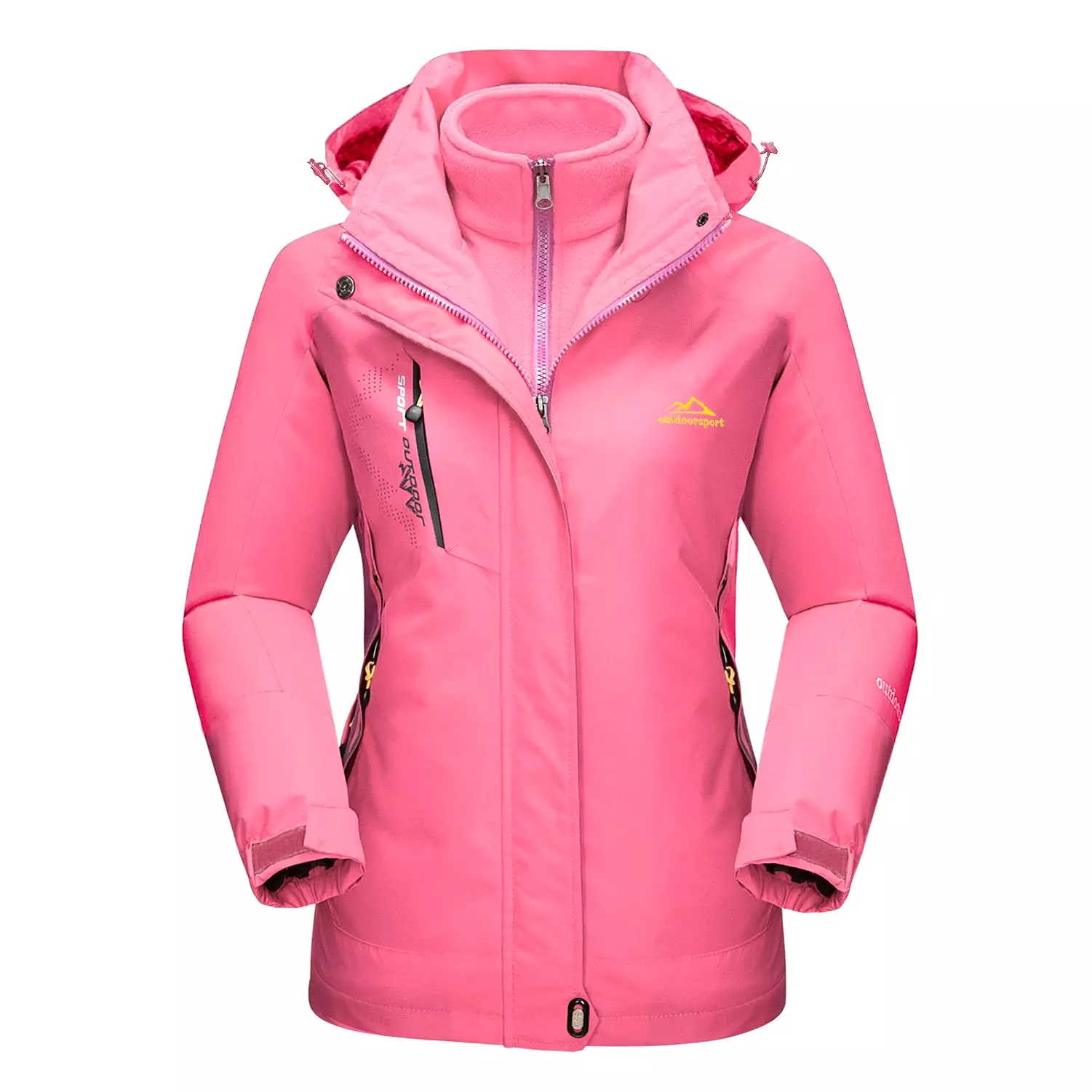 Ashore Outdoor Shop 3 in 1 Fleece Lining Jackets Women's Winter Ski Snowboard Jackets Hooded Coats Windproof Water Resistance Hi