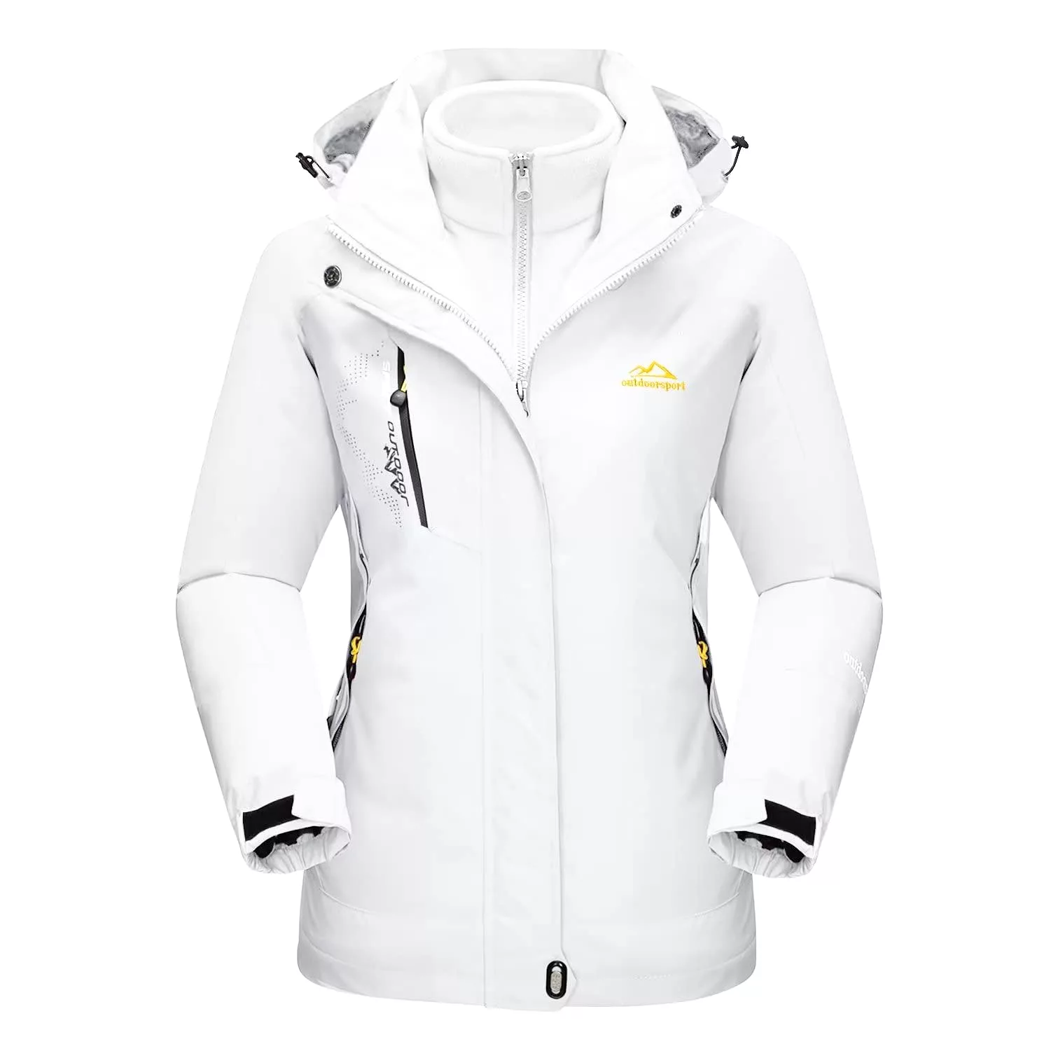 Ashore Outdoor Shop 3 in 1 Fleece Lining Jackets Women's Winter Ski Snowboard Jackets Hooded Coats Windproof Water Resistance Hi