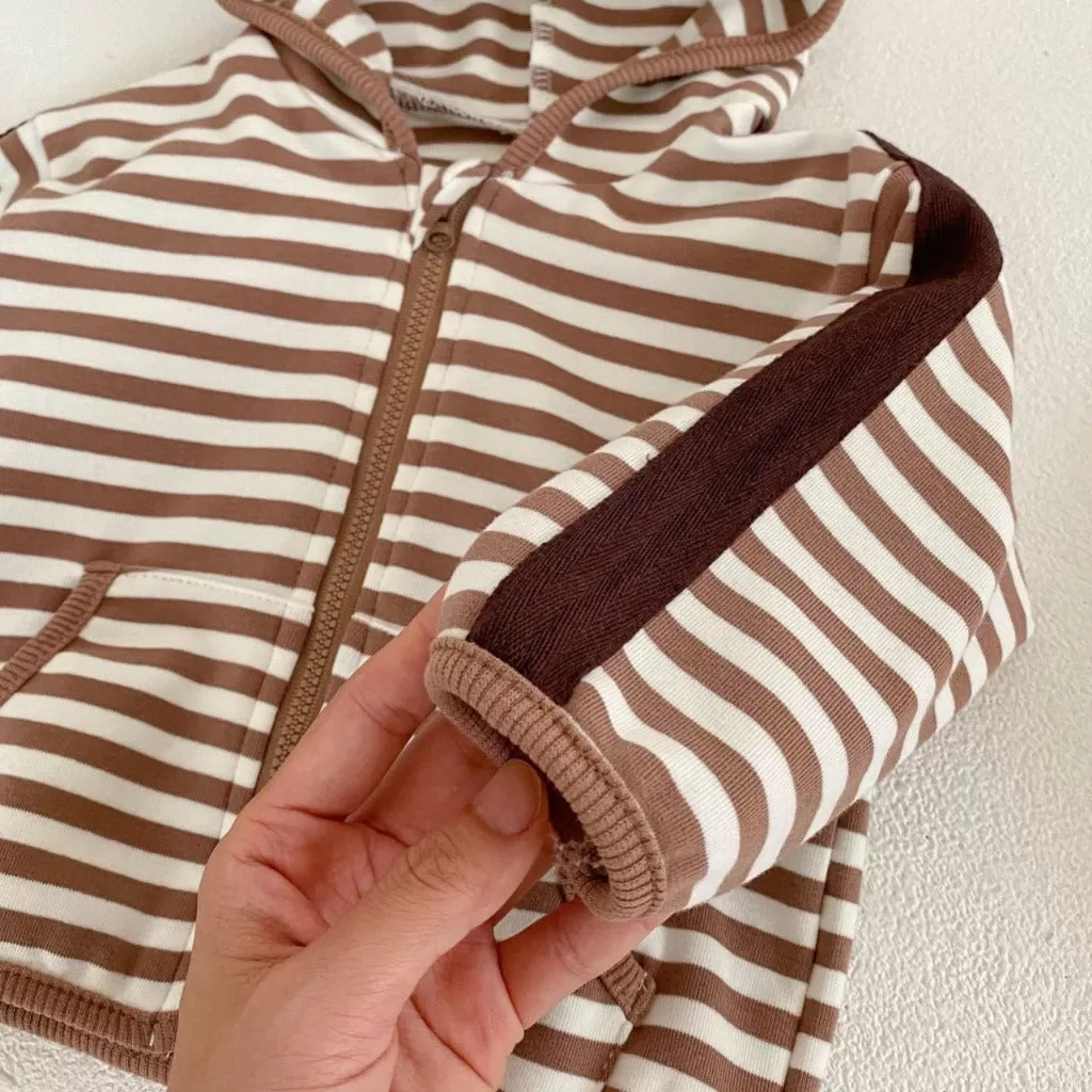 Baby Kid Girls Boys Solid Color Striped Jackets Outwears Wholesale 23113072