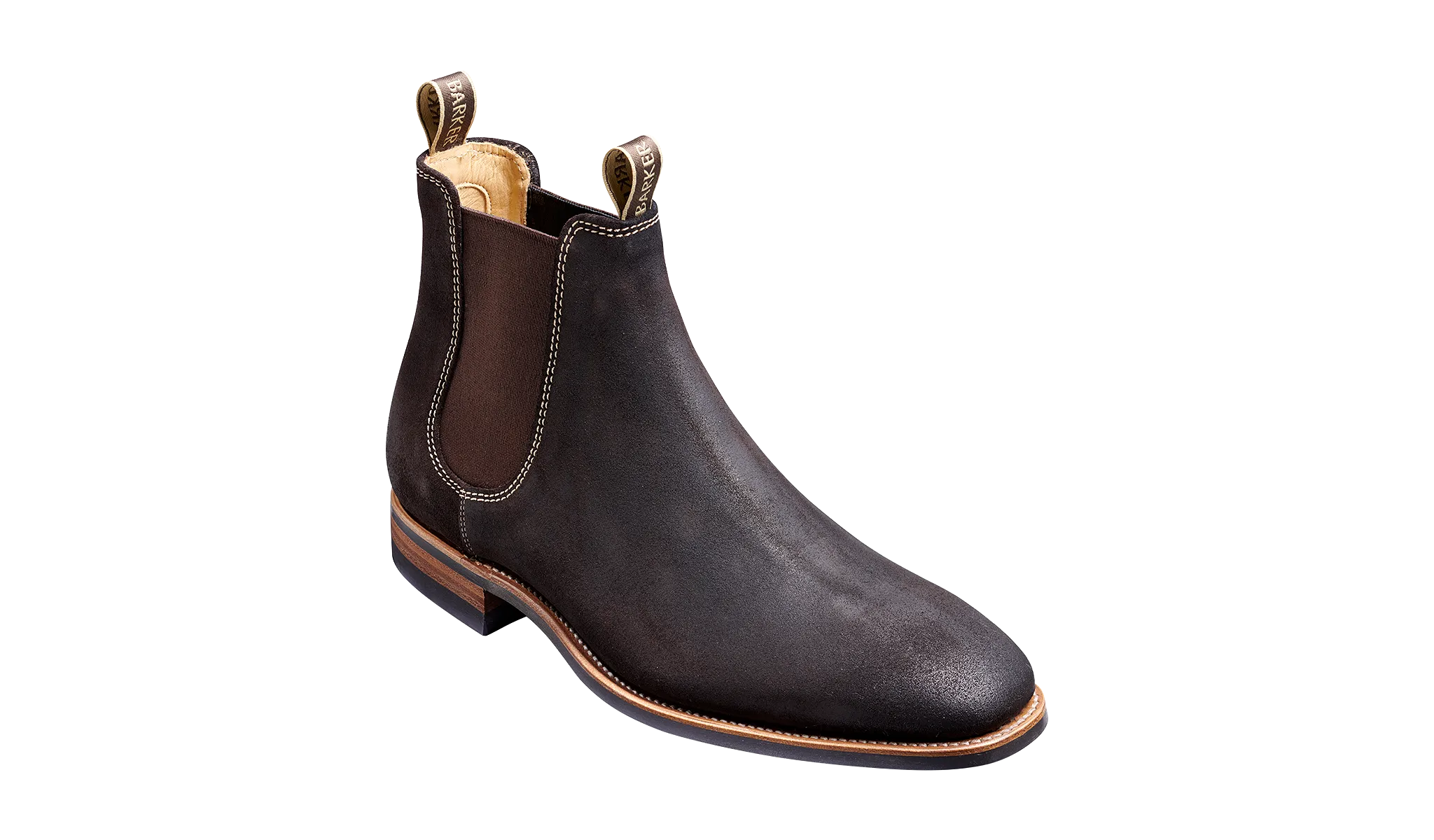 Barker Mansfield Classic Chelsea Boots - Bitter Chocolate Burnished Suede