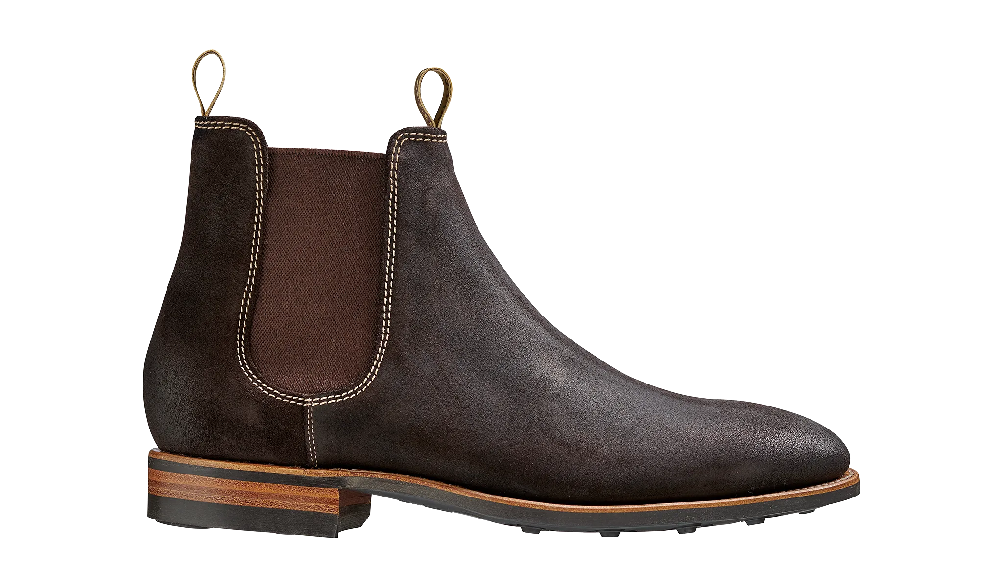 Barker Mansfield Classic Chelsea Boots - Bitter Chocolate Burnished Suede