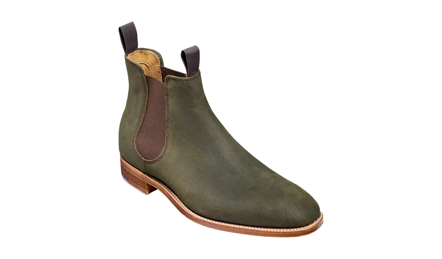 Barker Mansfield Classic Chelsea Boots - Green Waxy Suede