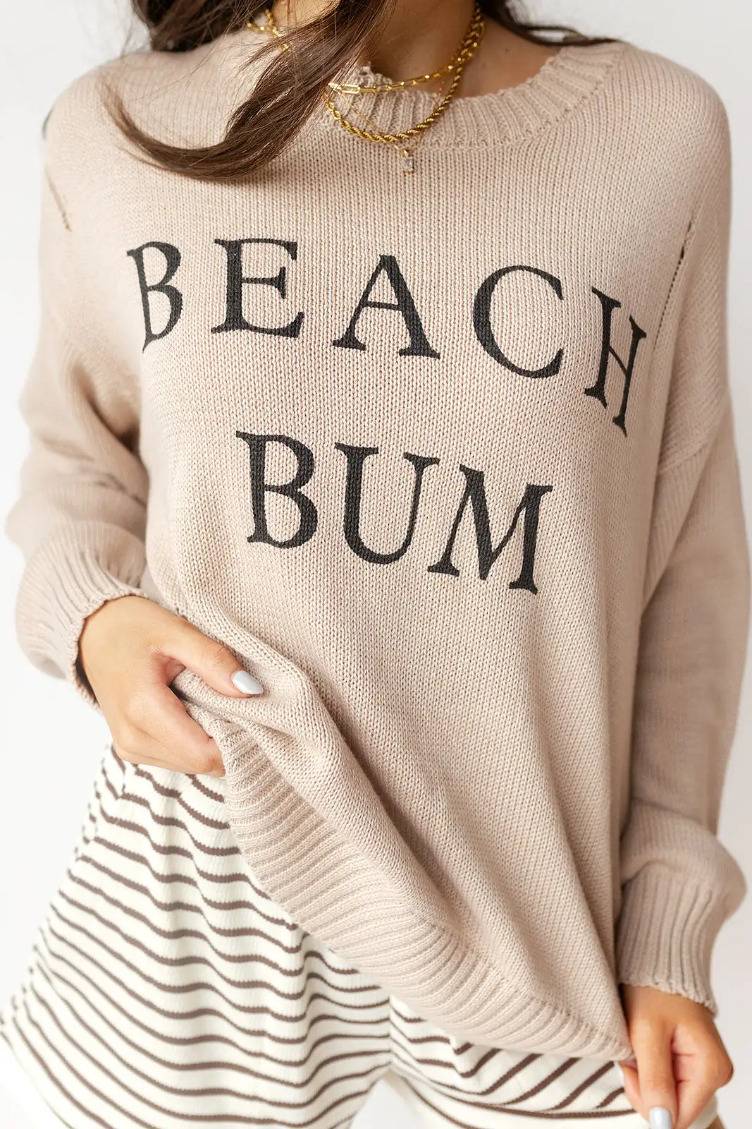 beach bum distressed sweater