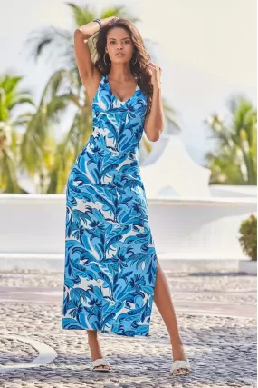 Beyond Travel Islamorada V Neck Maxi Dress Blue Multi