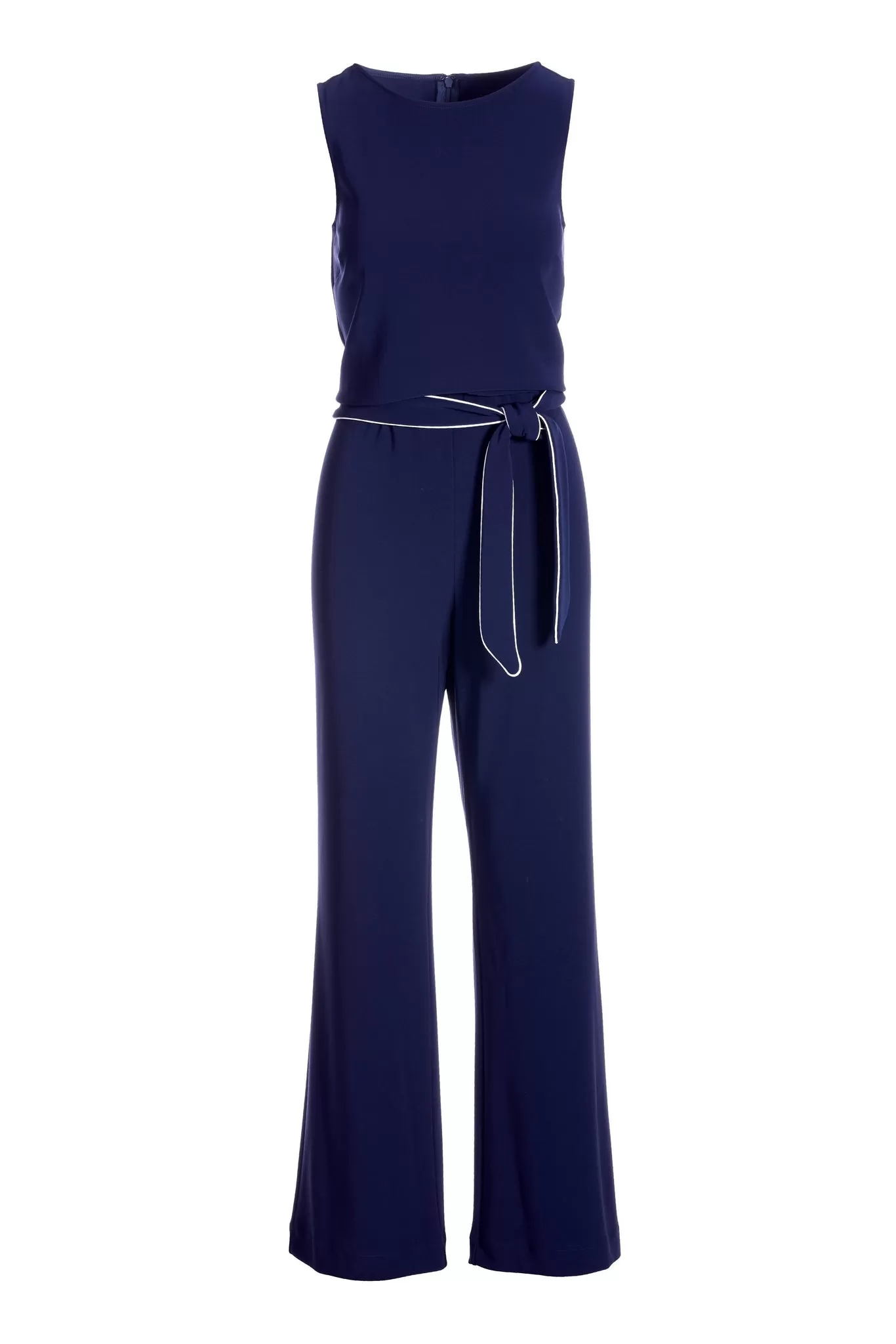 Beyond Travel Tie Front Jumpsuit Maritime Navy