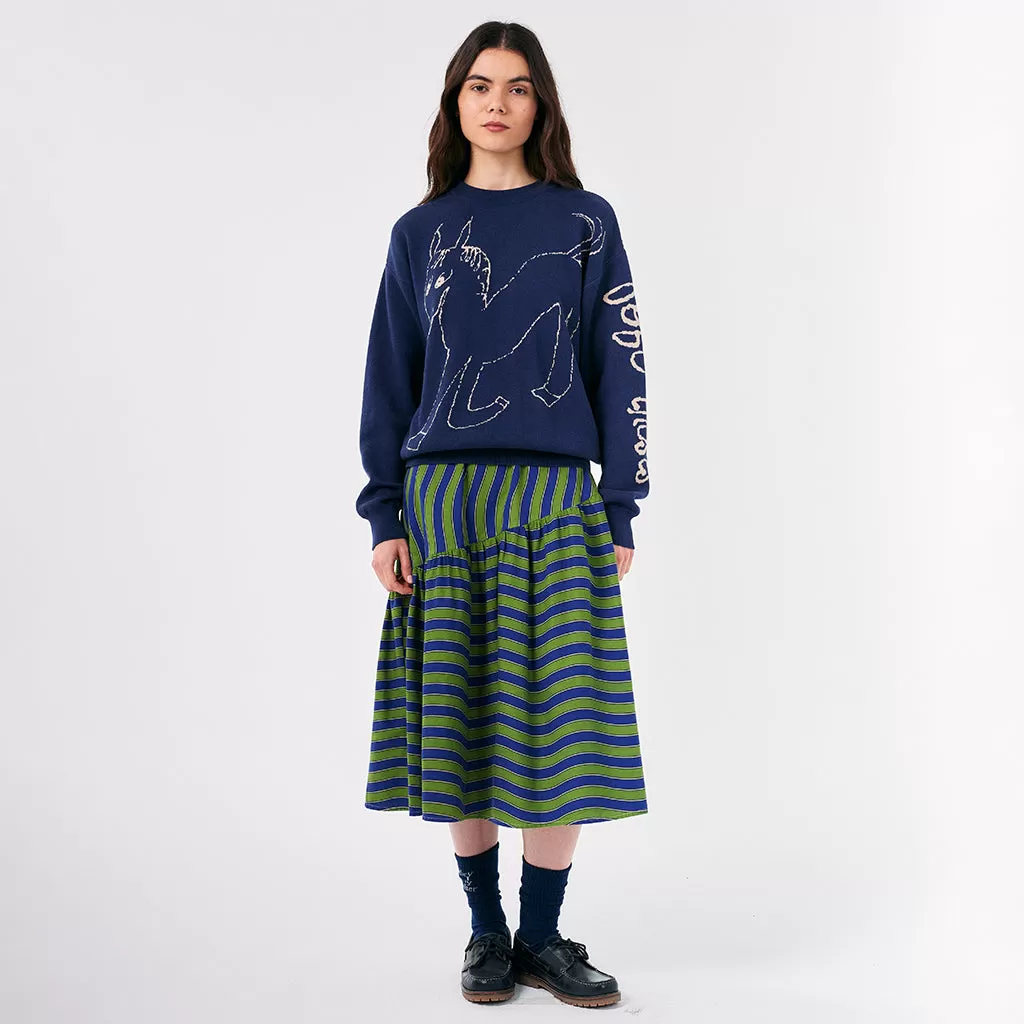 Bobo Choses Woman Wonder Horse Intarsia Sweater Navy Blue