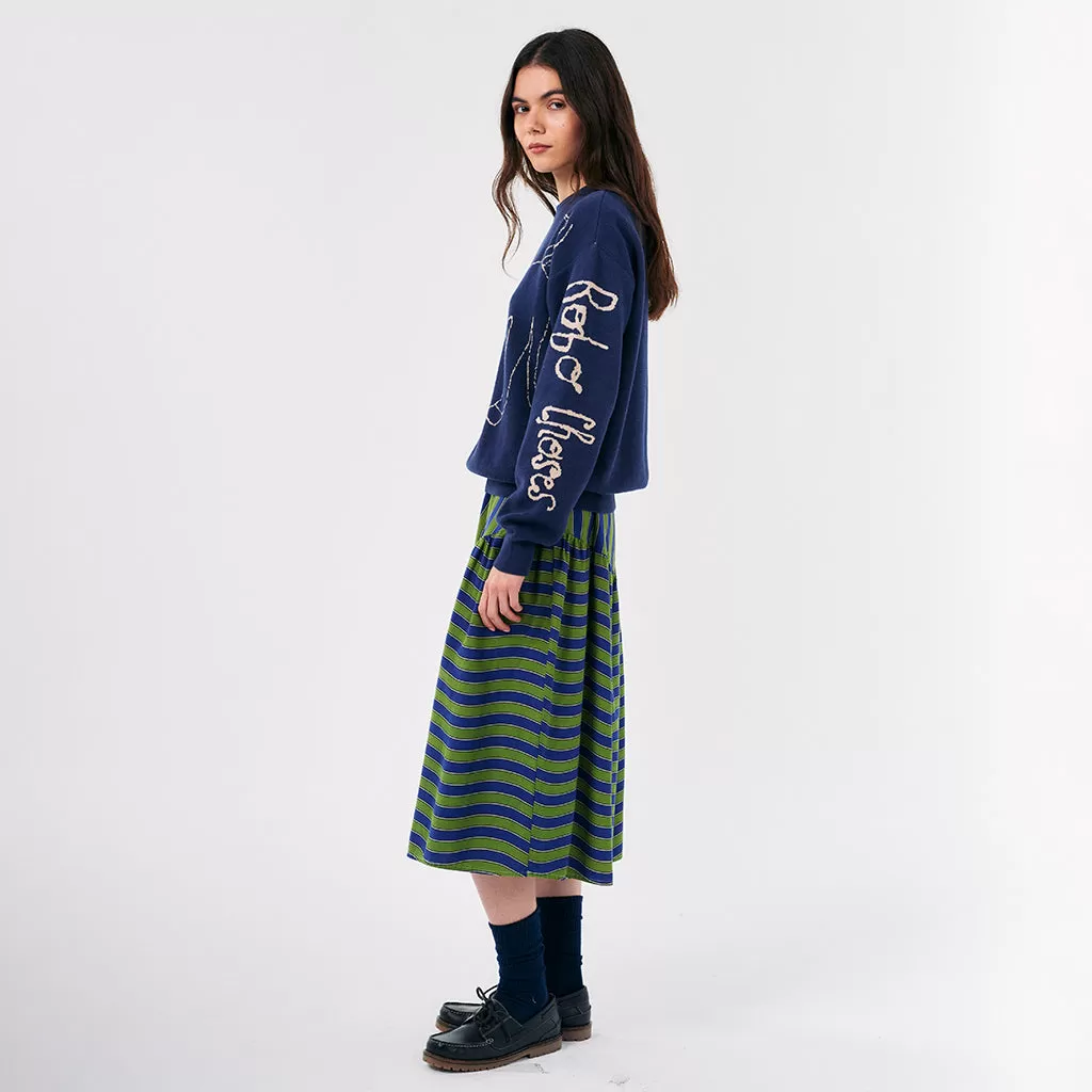 Bobo Choses Woman Wonder Horse Intarsia Sweater Navy Blue