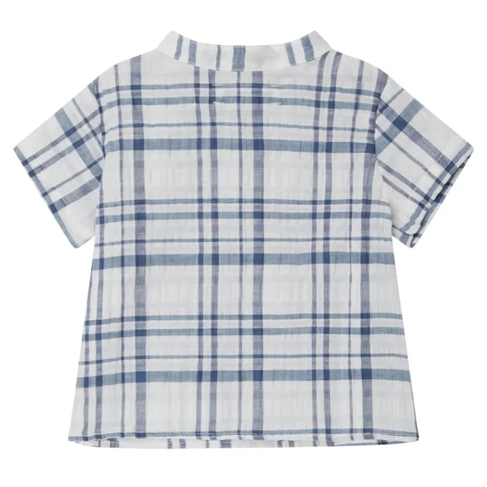 Bonpoint Baby Cesari Shirt Blue Plaid