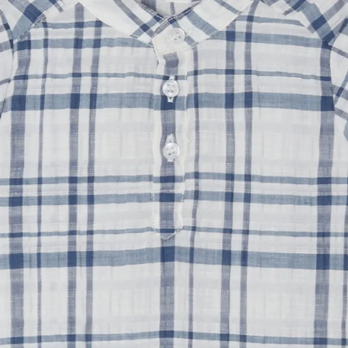 Bonpoint Baby Cesari Shirt Blue Plaid