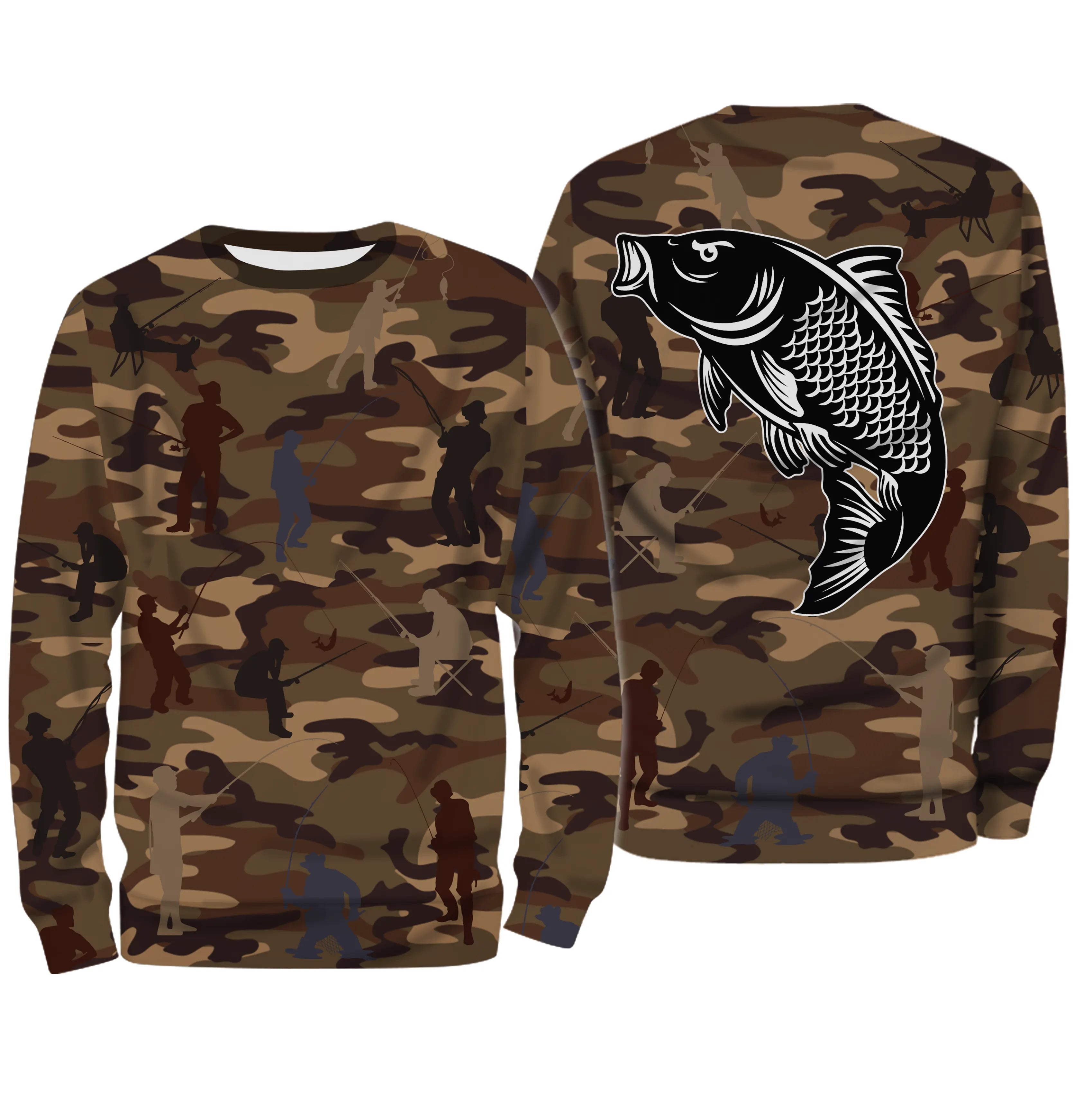 Camouflage de Pêche, Pêche de la Carpe, Cadeau Original Pêcheur, Tee shirt All-Over, T-Shirt Anti-UV - CTS19052231