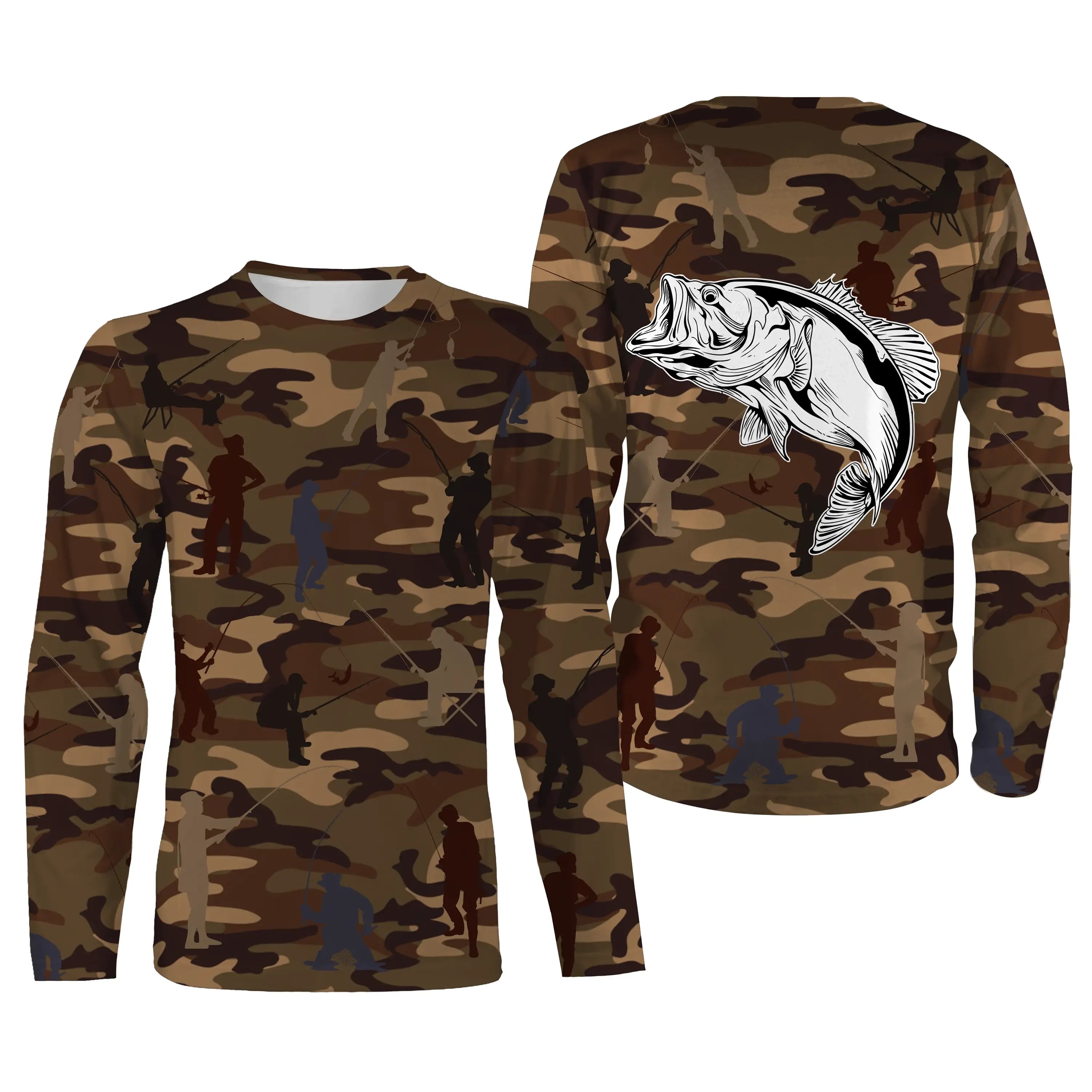 Camouflage de Pêche, Pêche du Bar, Cadeau Original Pêcheur, Tee shirt All-Over, T-Shirt Anti-UV - CTS19052227