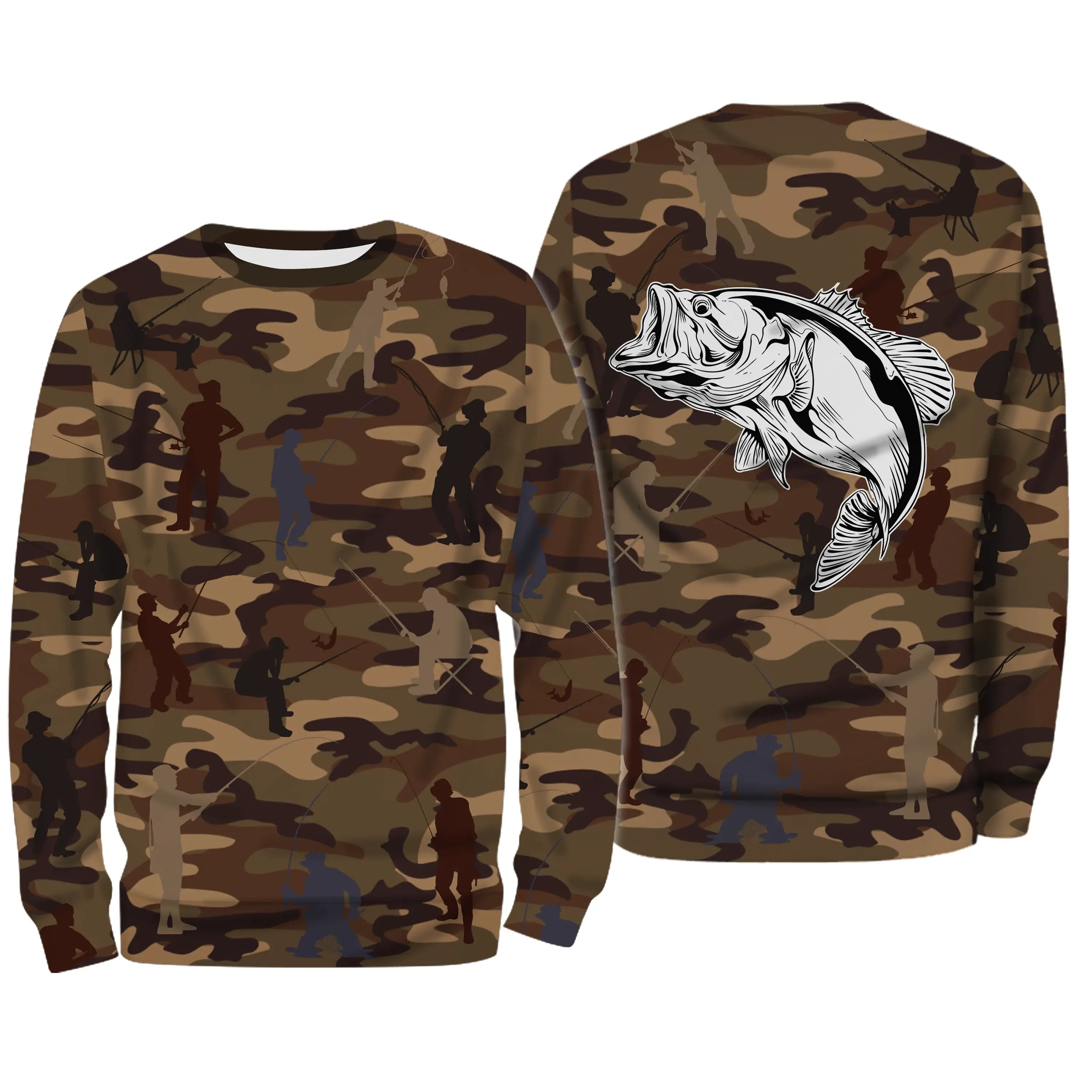 Camouflage de Pêche, Pêche du Bar, Cadeau Original Pêcheur, Tee shirt All-Over, T-Shirt Anti-UV - CTS19052227