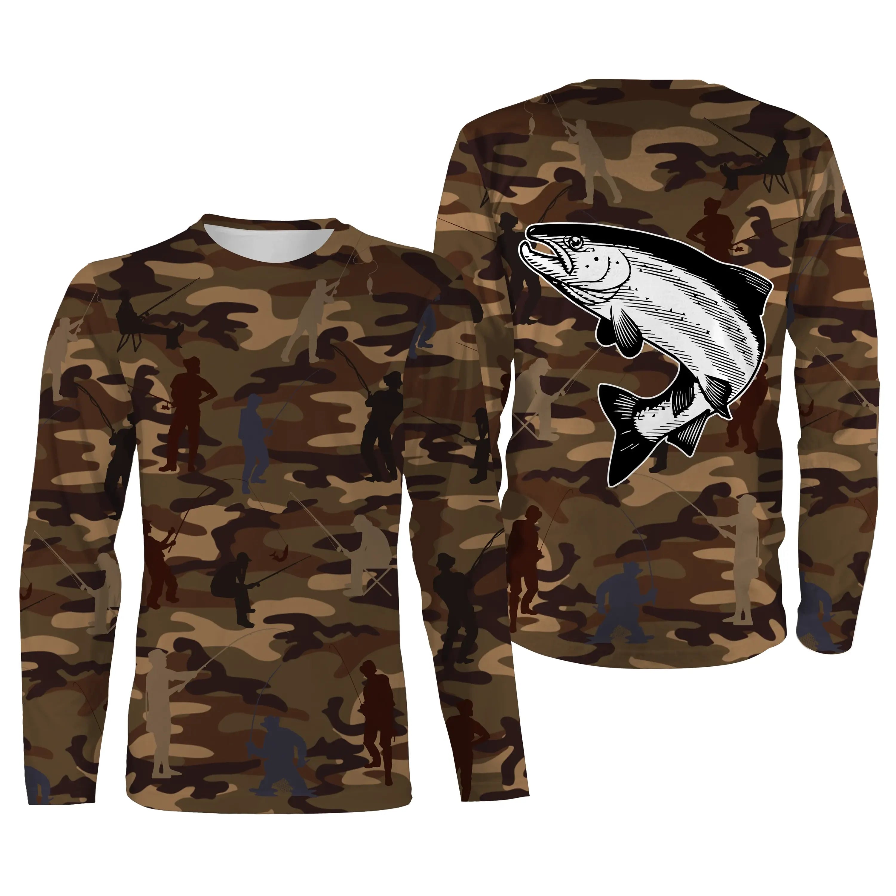 Camouflage de Pêche, Pêche du Saumon, Cadeau Original Pêcheur, Tee shirt All-Over, T-Shirt Anti-UV - CTS19052228