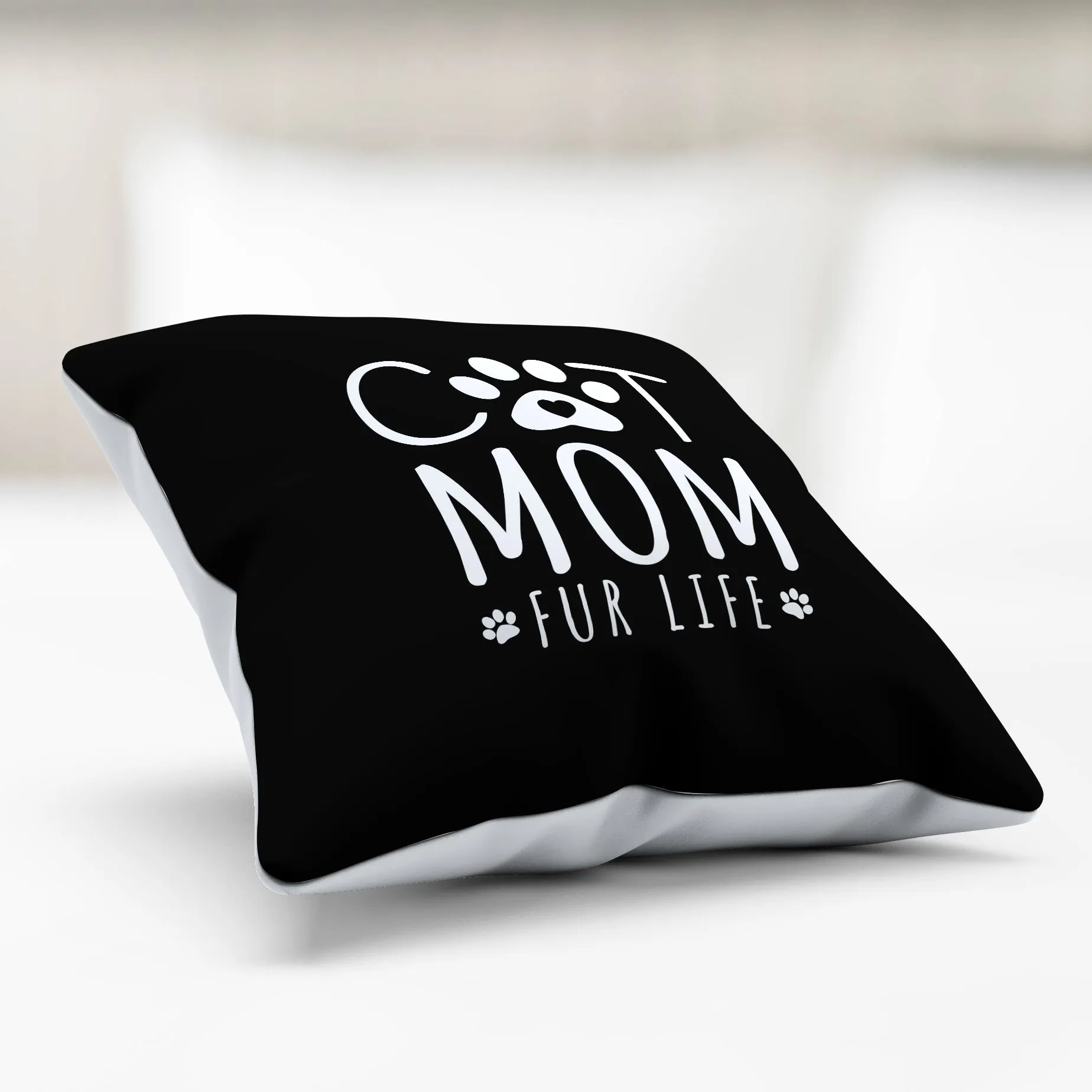 Cat Mom Fur Life Pillow Cover