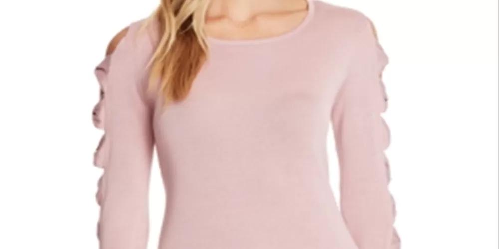 CeCe Women's Bow Sleeve Crewneck Sweater Pink Size Small