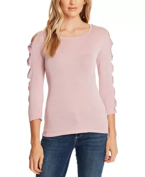 CeCe Women's Bow Sleeve Crewneck Sweater Pink Size Small