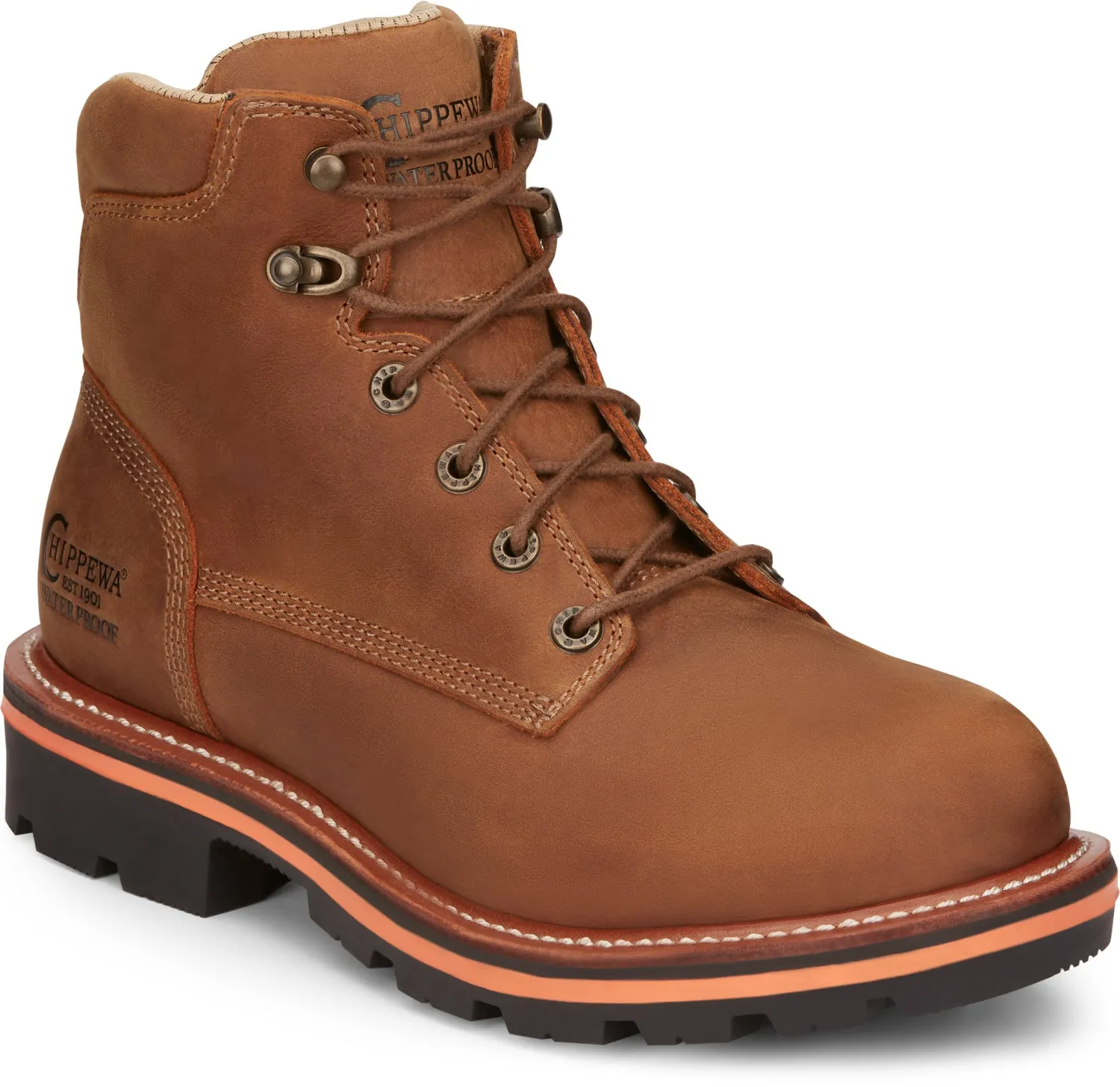 Chippewa Mens Thunderstruck 6in Waterproof Blonde Leather Work Boots