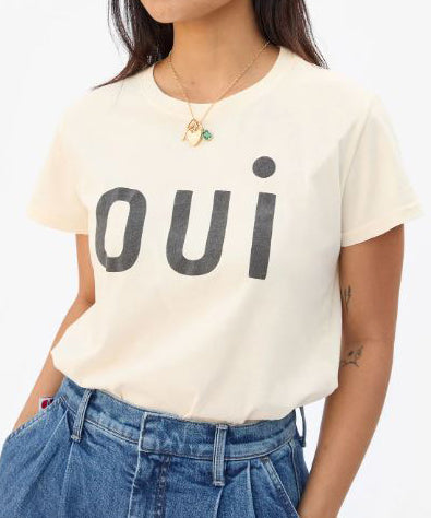 Clare V. Classic Oui Tee - Cream/Black