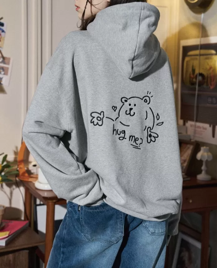 COMPAGNO  |[COMPAGNO]★Hug Me EMBROIDERED HOODIE