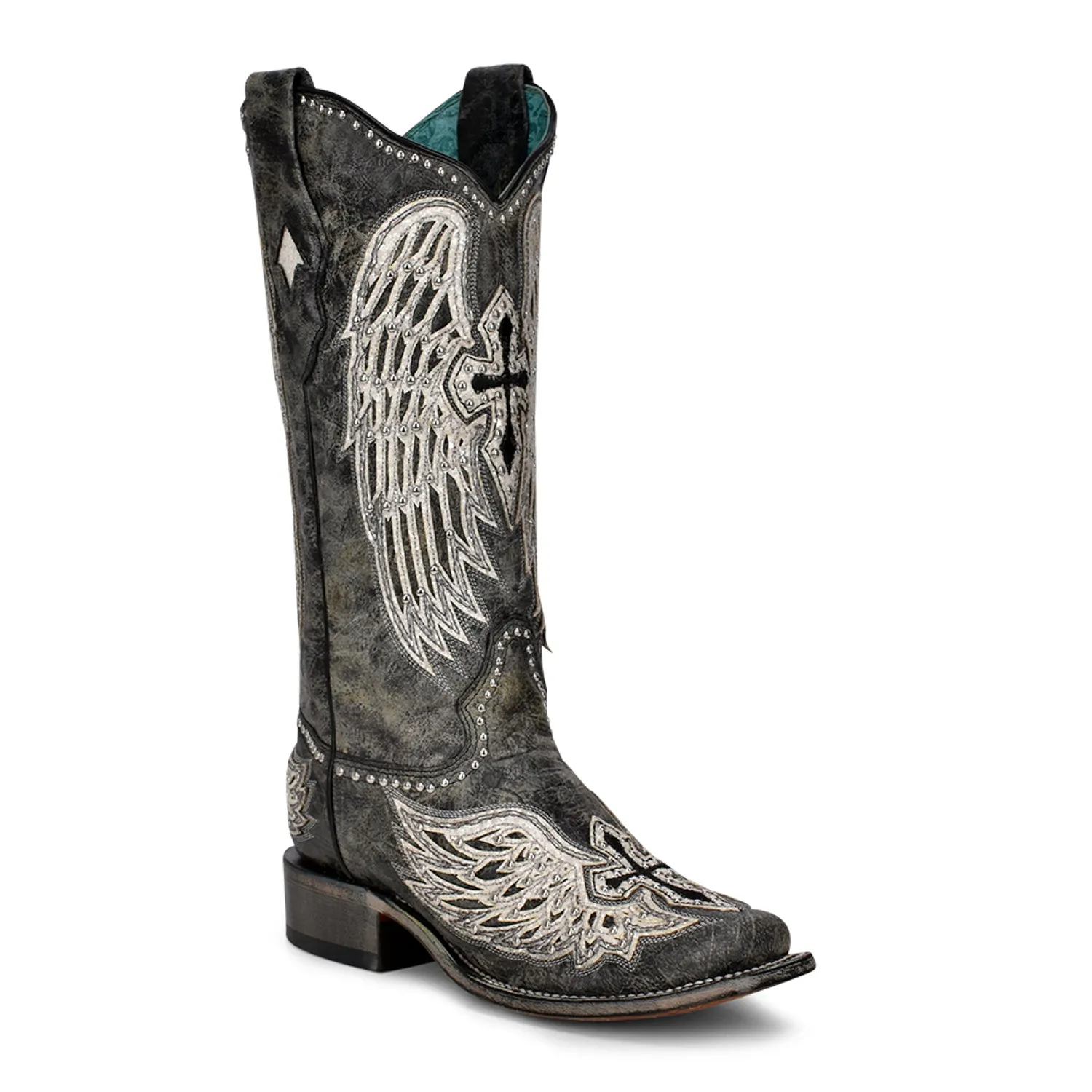 Corral Womens Wings Cross Cowboy Boots Leather Black