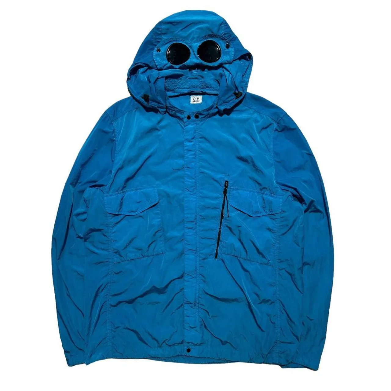 CP Company Blue Chrome Nylon Goggle Jacket