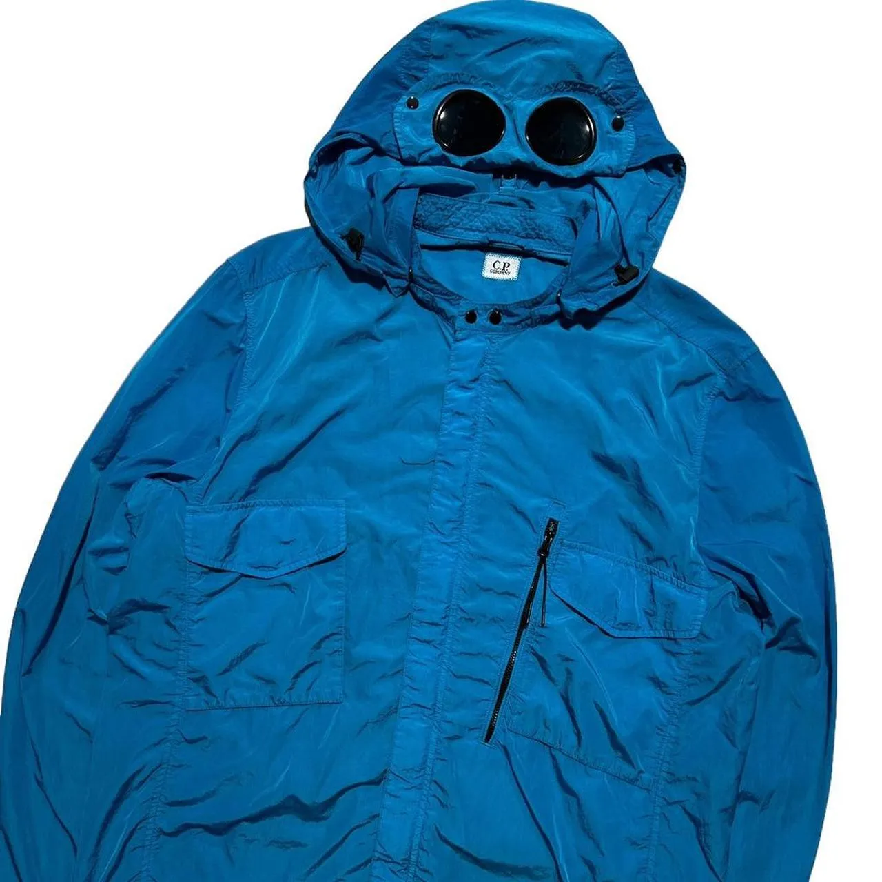 CP Company Blue Chrome Nylon Goggle Jacket