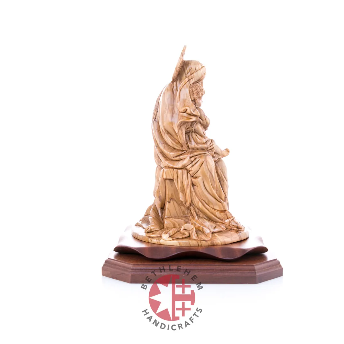 Crowned Virgin Mary with Baby Jesus, 11 Olive Wood Carving Statue from Bethlehem